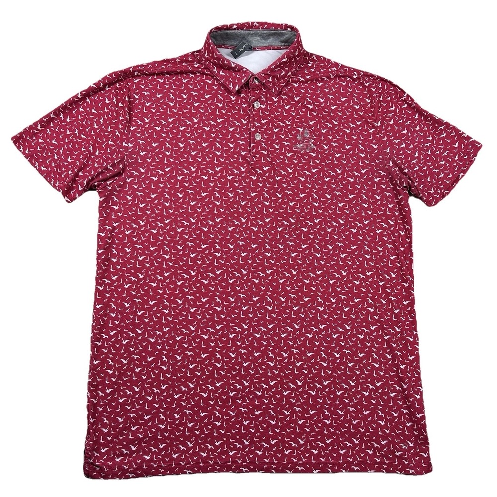 Anderson Ord Shirt Mens L Performance Golf Polo Birds All Over Print Seagulls